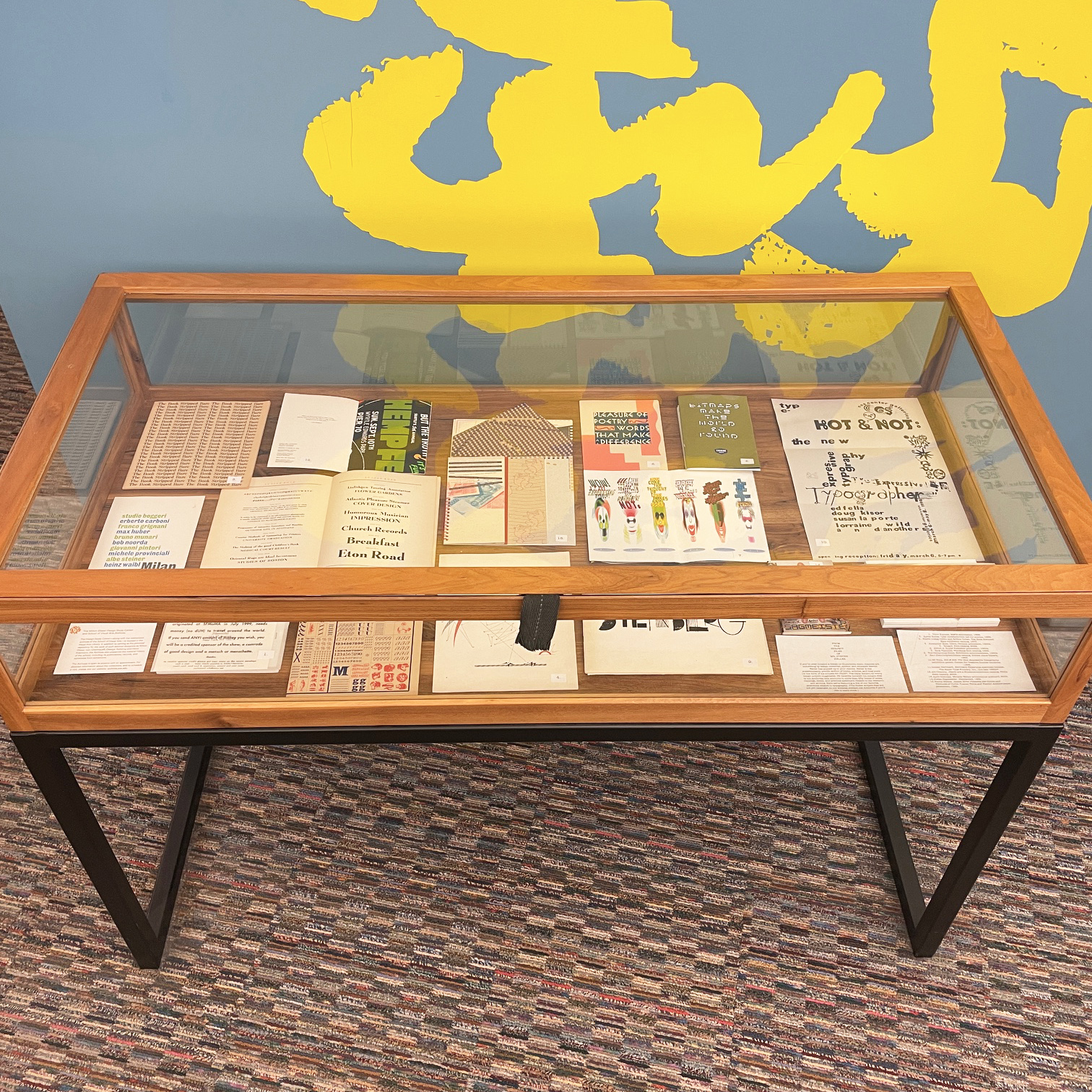 vitrine with ephemera display